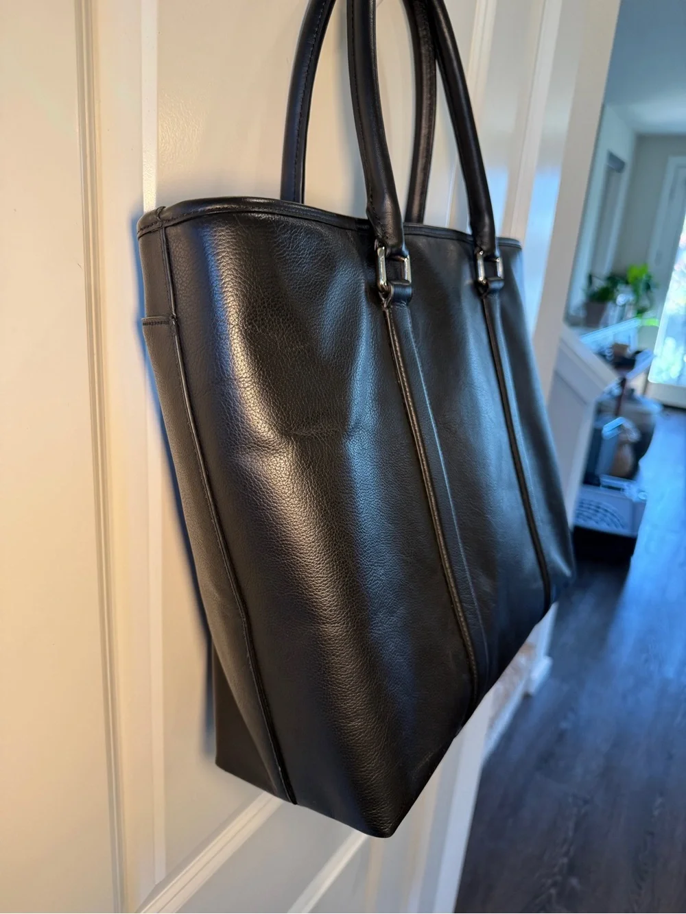 COACH - Black Metropolitan Leather Tote / Briefcase with Silver Hardware